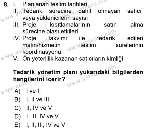 Cbs’de Proje Tasarımı ve Yönetimi Dersi 2023 - 2024 Yılı (Vize) Ara Sınavı 8. Soru