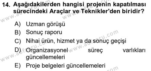 Cbs’de Proje Tasarımı ve Yönetimi Dersi 2023 - 2024 Yılı (Final) Dönem Sonu Sınavı 14. Soru