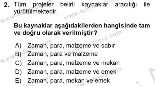 Cbs’de Proje Tasarımı ve Yönetimi Dersi 2023 - 2024 Yılı (Final) Dönem Sonu Sınavı 2. Soru