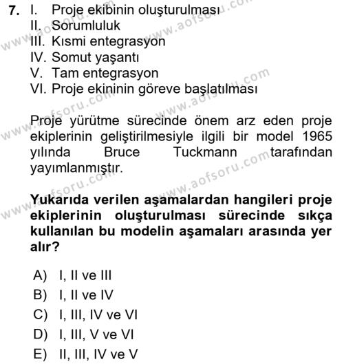 Cbs’de Proje Tasarımı ve Yönetimi Dersi 2023 - 2024 Yılı (Final) Dönem Sonu Sınavı 7. Soru