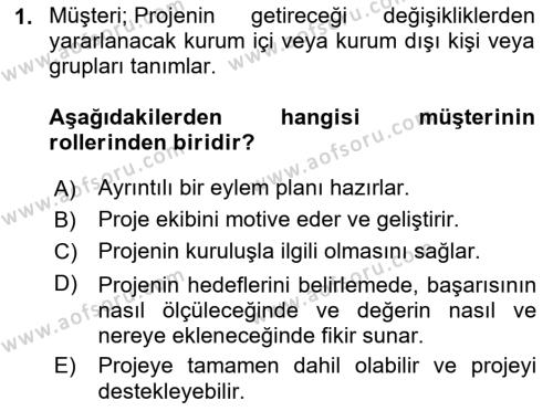 Cbs’de Proje Tasarımı ve Yönetimi Dersi 2023 - 2024 Yılı Yaz Okulu Sınavı 1. Soru