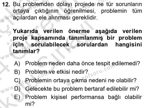 Cbs’de Proje Tasarımı ve Yönetimi Dersi 2023 - 2024 Yılı Yaz Okulu Sınavı 12. Soru