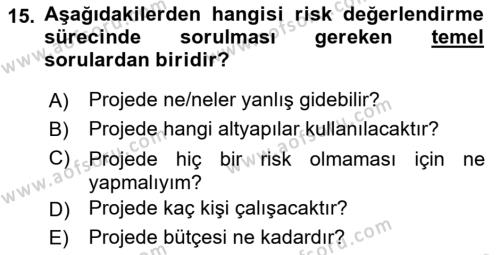 Cbs’de Proje Tasarımı ve Yönetimi Dersi 2023 - 2024 Yılı Yaz Okulu Sınavı 15. Soru