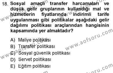 Sosyal Politika Dersi 2012 - 2013 Yılı (Vize) Ara Sınavı 18. Soru
