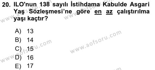 Sosyal Politika Dersi 2022 - 2023 Yılı Yaz Okulu Sınavı 20. Soru