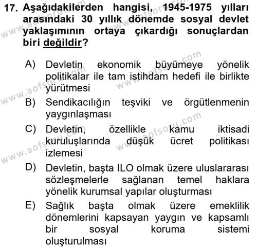 Sosyal Politika Dersi 2023 - 2024 Yılı (Final) Dönem Sonu Sınavı 17. Soru