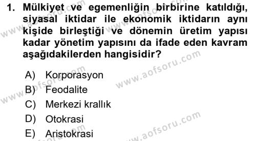 Sosyal Politika Dersi 2023 - 2024 Yılı Yaz Okulu Sınavı 1. Soru