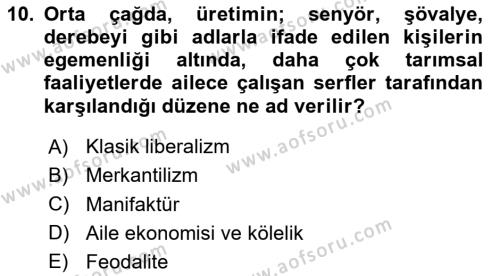 Sosyal Politika Dersi 2024 - 2025 Yılı (Vize) Ara Sınavı 10. Soru