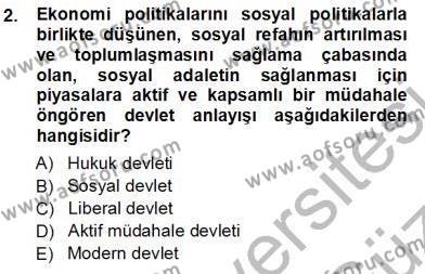 Sosyal Politika 1 Dersi 2012 - 2013 Yılı (Vize) Ara Sınavı 2. Soru