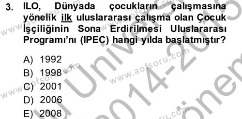 Sosyal Politika 2 Dersi 2014 - 2015 Yılı (Final) Dönem Sonu Sınavı 3. Soru
