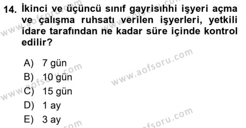 İş Sağlığı ve Güvenliği Dersi 2018 - 2019 Yılı (Final) Dönem Sonu Sınavı 14. Soru