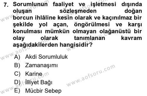 İş Sağlığı ve Güvenliği Dersi 2020 - 2021 Yılı Yaz Okulu Sınavı 7. Soru