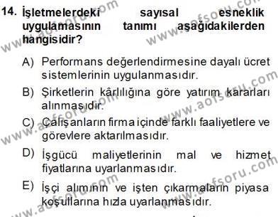 Çalışma İlişkileri Tarihi Dersi 2013 - 2014 Yılı (Vize) Ara Sınavı 14. Soru