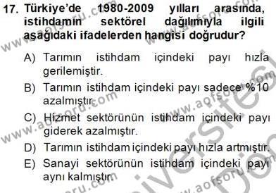 Çalışma İlişkileri Tarihi Dersi 2013 - 2014 Yılı (Final) Dönem Sonu Sınavı 17. Soru