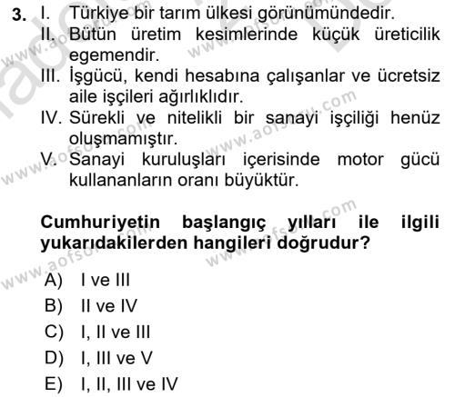 Çalışma İlişkileri Tarihi Dersi 2021 - 2022 Yılı (Final) Dönem Sonu Sınavı 3. Soru