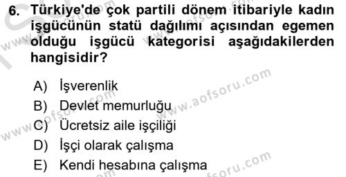 Çalışma İlişkileri Tarihi Dersi 2021 - 2022 Yılı (Final) Dönem Sonu Sınavı 6. Soru