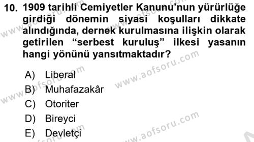 Çalışma İlişkileri Tarihi Dersi 2022 - 2023 Yılı (Vize) Ara Sınavı 10. Soru