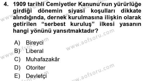 Çalışma İlişkileri Tarihi Dersi 2022 - 2023 Yılı Yaz Okulu Sınavı 4. Soru