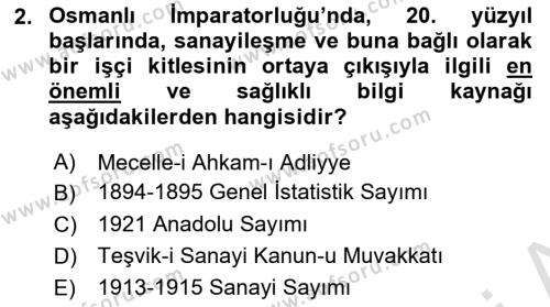 Çalışma İlişkileri Tarihi Dersi 2023 - 2024 Yılı (Vize) Ara Sınavı 2. Soru