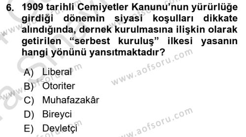 Çalışma İlişkileri Tarihi Dersi 2023 - 2024 Yılı (Vize) Ara Sınavı 6. Soru