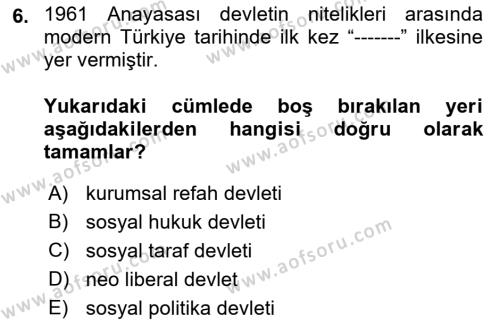 Çalışma İlişkileri Tarihi Dersi 2023 - 2024 Yılı (Final) Dönem Sonu Sınavı 6. Soru