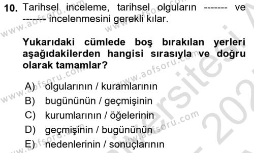 Çalışma İlişkileri Tarihi Dersi 2024 - 2025 Yılı (Vize) Ara Sınavı 10. Soru