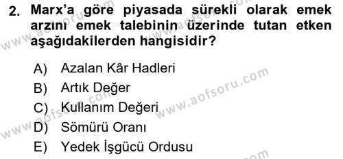 İstihdam ve İşsizlik Dersi 2022 - 2023 Yılı (Vize) Ara Sınavı 2. Soru