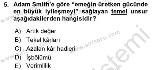 İstihdam ve İşsizlik Dersi 2022 - 2023 Yılı (Vize) Ara Sınavı 5. Soru