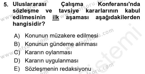 Uluslararası Sosyal Politika Dersi 2018 - 2019 Yılı (Vize) Ara Sınavı 5. Soru