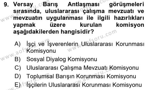 Uluslararası Sosyal Politika Dersi 2018 - 2019 Yılı (Vize) Ara Sınavı 9. Soru