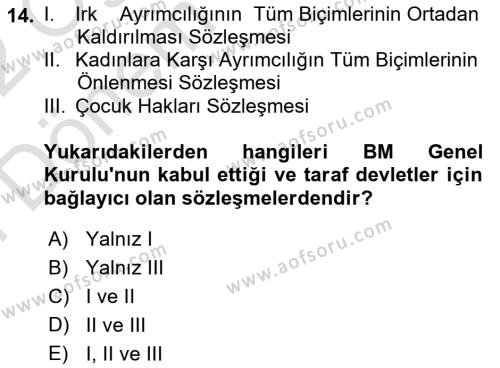 Uluslararası Sosyal Politika Dersi 2021 - 2022 Yılı (Final) Dönem Sonu Sınavı 14. Soru