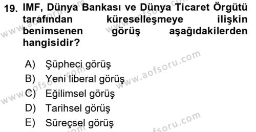 Endüstri İlişkileri Dersi 2021 - 2022 Yılı Yaz Okulu Sınavı 19. Soru