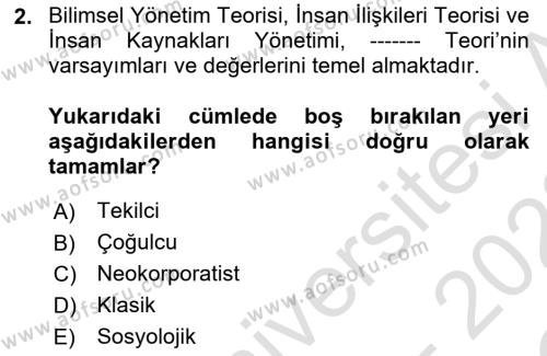 Endüstri İlişkileri Dersi 2021 - 2022 Yılı Yaz Okulu Sınavı 2. Soru