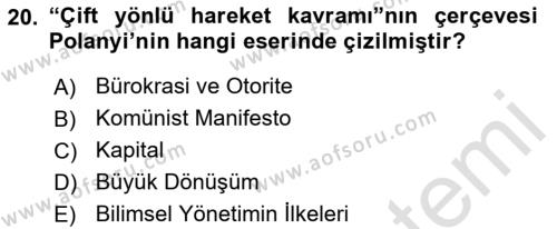 Endüstri İlişkileri Dersi 2021 - 2022 Yılı Yaz Okulu Sınavı 20. Soru