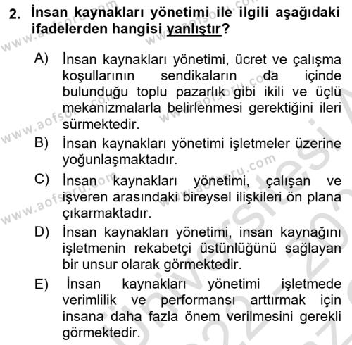 Endüstri İlişkileri Dersi 2022 - 2023 Yılı Yaz Okulu Sınavı 2. Soru