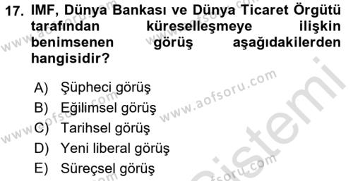 Endüstri İlişkileri Dersi 2023 - 2024 Yılı (Final) Dönem Sonu Sınavı 17. Soru