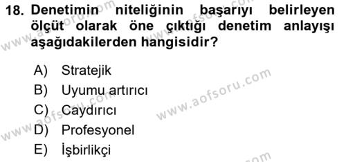 Çalışma Yaşamının Denetimi Dersi 2018 - 2019 Yılı 3 Ders Sınavı 18. Soru