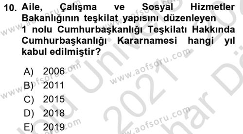 Çalışma Yaşamının Denetimi Dersi 2021 - 2022 Yılı (Vize) Ara Sınavı 10. Soru