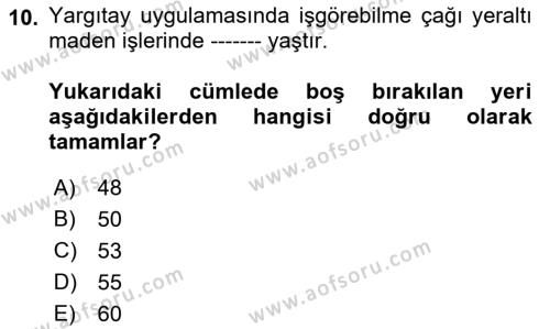 İş Sağlığı ve Güvenliği Dersi 2022 - 2023 Yılı Yaz Okulu Sınavı 10. Soru