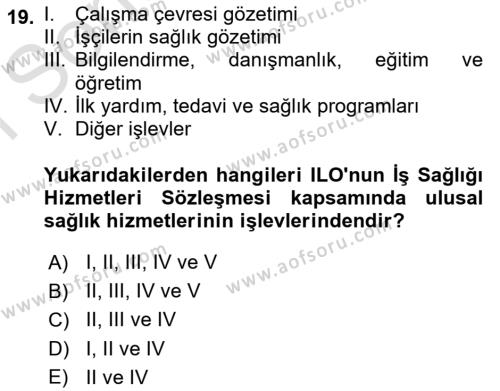 İş Sağlığı ve Güvenliği Dersi 2023 - 2024 Yılı (Final) Dönem Sonu Sınavı 19. Soru