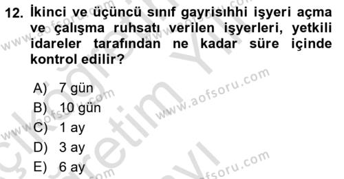 İş Sağlığı ve Güvenliği Dersi 2023 - 2024 Yılı Yaz Okulu Sınavı 12. Soru