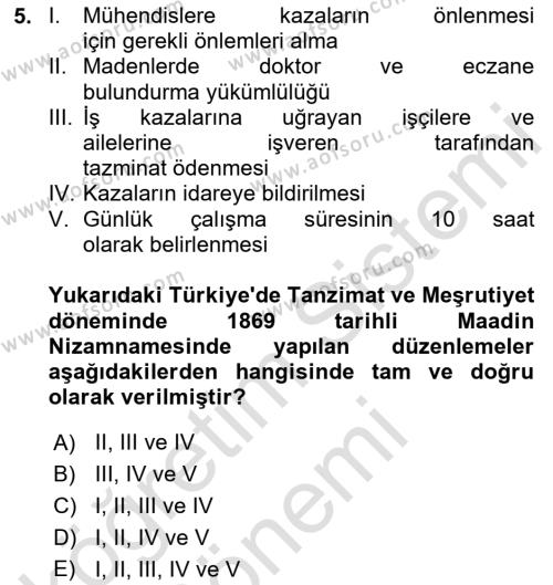 İş Sağlığı ve Güvenliği Dersi 2024 - 2025 Yılı (Vize) Ara Sınavı 5. Soru