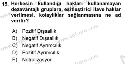 Sosyal Güvenlik Dersi 2022 - 2023 Yılı (Final) Dönem Sonu Sınavı 15. Soru