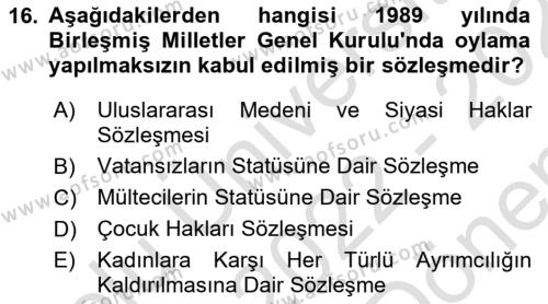 Sosyal Güvenlik Dersi 2022 - 2023 Yılı (Final) Dönem Sonu Sınavı 16. Soru