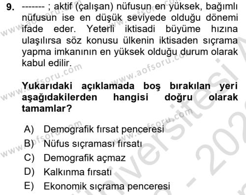 Sosyal Güvenlik Dersi 2022 - 2023 Yılı (Final) Dönem Sonu Sınavı 9. Soru