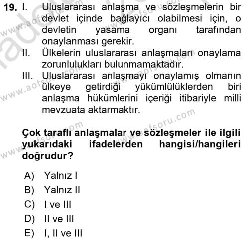 Sosyal Güvenlik Dersi 2023 - 2024 Yılı Yaz Okulu Sınavı 19. Soru