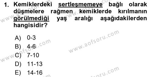 Çocuk Gelişimi Dersi 2018 - 2019 Yılı 3 Ders Sınavı 1. Soru