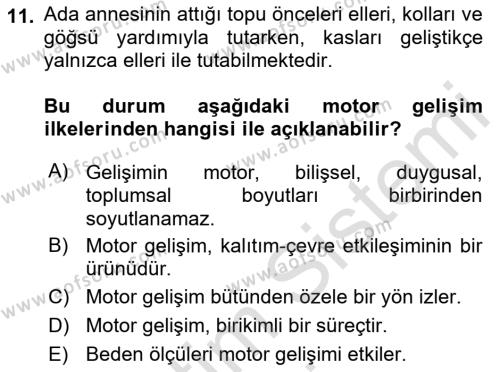 Çocuk Gelişimi Dersi 2019 - 2020 Yılı (Vize) Ara Sınavı 11. Soru