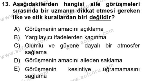 Gelişimsel Tanı Ve Değerlendirme Yöntemleri Dersi 2023 - 2024 Yılı (Final) Dönem Sonu Sınavı 13. Soru