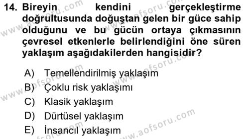 Gelişimsel Tanı Ve Değerlendirme Yöntemleri Dersi 2023 - 2024 Yılı (Final) Dönem Sonu Sınavı 14. Soru